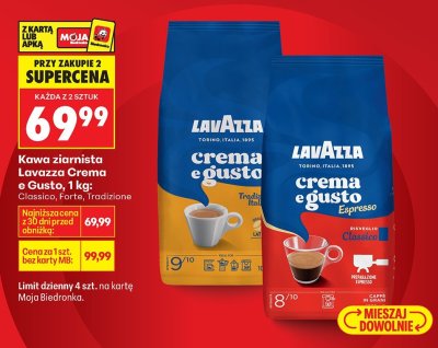Kawa ziarnista Lavazza Crema e Gusto 1kg Classico, Forte, Tradizione promocja w Biedronka
