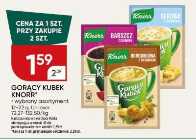 Gorący kubek Knorr wybrany asortyment Unilever promocja w Chata Polska