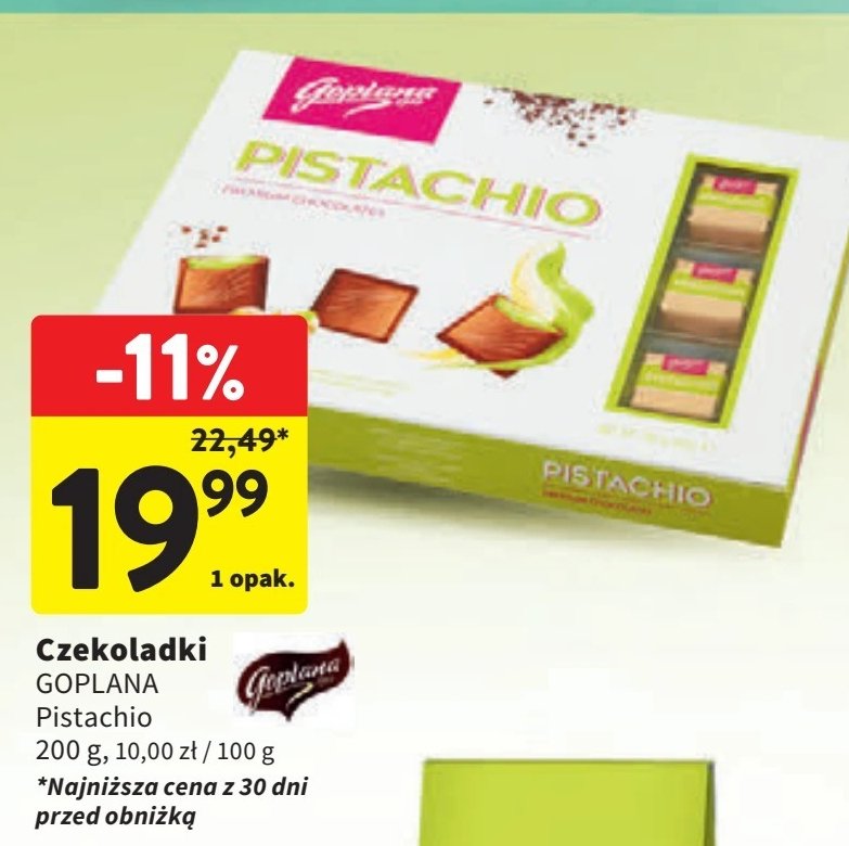 Czekoladki pistachio Goplana promocja