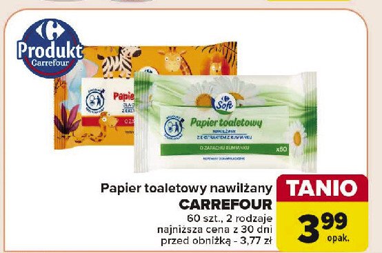 Papier  toaletowy nawilżany dla dzieci Carrefour promocja