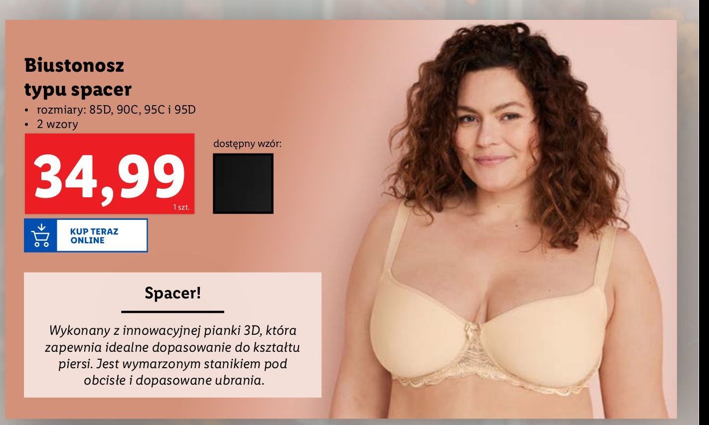 Biustonosz spacer z koronką 85d Esmara promocja