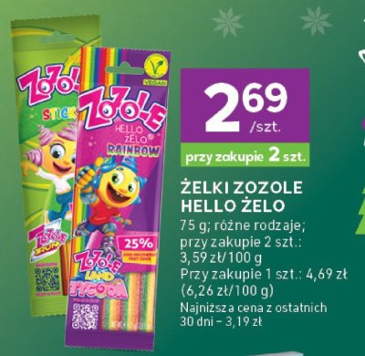 Żelki Zozole Hello Zelo różne rodzaje promocja w Stokrotka