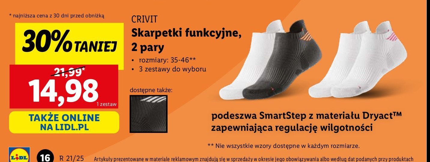 Skarpetki sportowe rozm. 35-46 Crivit promocja w Lidl