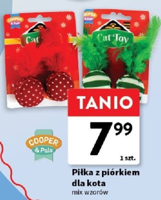Piłka z piórkiem dla kota COOPER & Pals mix wzorów promocja w Intermarche