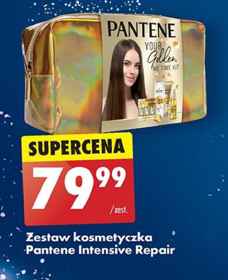 Zestaw w kosmetyczce intensive repair: szampon do włosów 250 ml + odżywka 200 ml + olejek 100 ml + kuracja 45 ml Pantene zestaw promocja w Biedronka