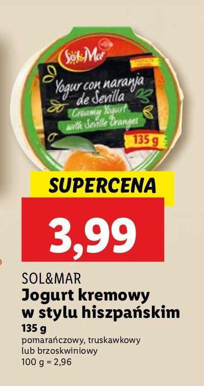 Jogurt kremowy truskawkowy Sol&mar promocja