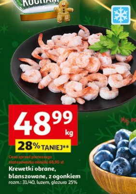 Krewetki obrane, blanszowane, z ogonkiem promocja w Auchan