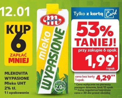 Mleko wypasione UHT 2% promocja w Kaufland