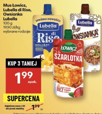 Mus Łowicz, Lubella di Riso, Owsianka Lubella 100 g promocja w Delikatesy Centrum
