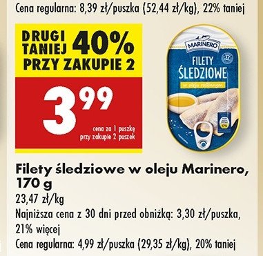 Filet śledziowe w oleju roślinnym Marinero promocja