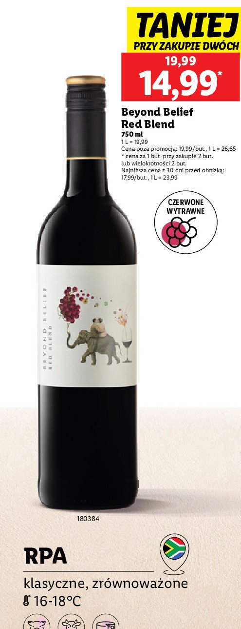 Wino Beyond belief red blend promocja w Lidl