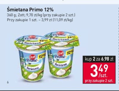 Śmietana 12% Zott primo promocja