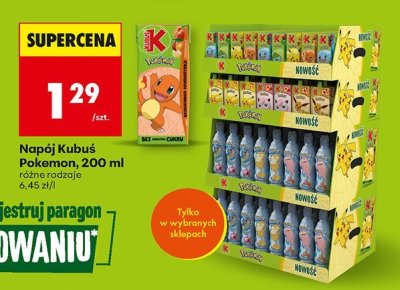 Napój Pokemon różne rodzaje promocja w Biedronka