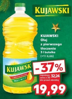 Olej z pierwszego tłoczenia Kujawski 3 l butelka promocja w Kaufland