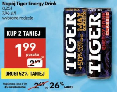 Napój Tiger Energy Drink 0,25 l wybrane rodzaje promocja w Delikatesy Centrum