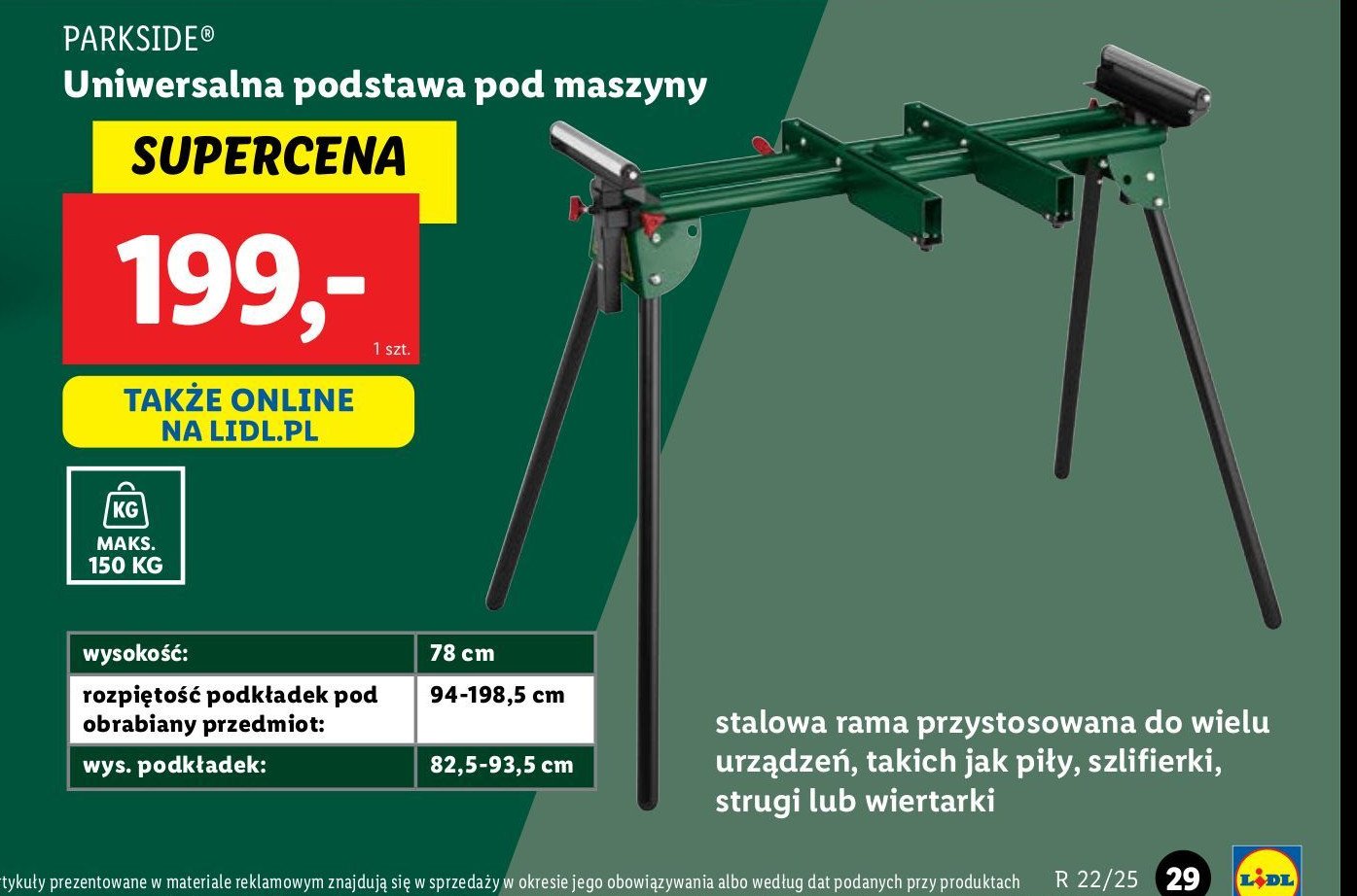 Podstawa pod maszyny uniwersalna Parkside promocja w Lidl
