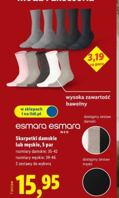 Skarpetki damskie / męskie, 5 par promocja w Lidl