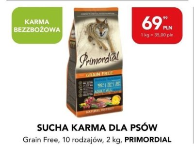 Sucha karma dla psów Primordial Grain Free promocja w Aquael zoo