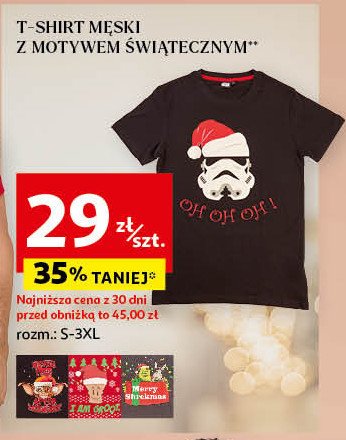 T- shirt męski z motywem świątecznym s-3xl Auchan inextenso promocja