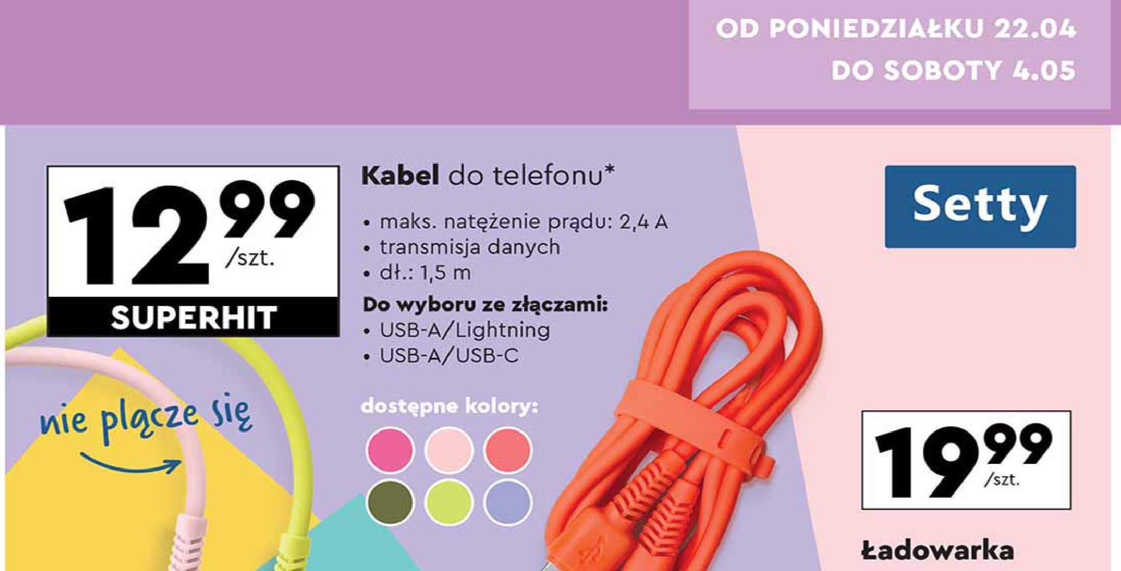 Kabel usb lightning Setty promocja