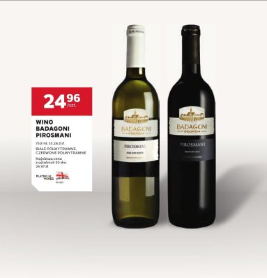 Wino Badagoni Pirosmani czerwone półwytrawne 0,75 l promocja w Stokrotka