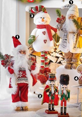 Figurka Mikołaj z nartami czerwony lub szary promocja w Netto