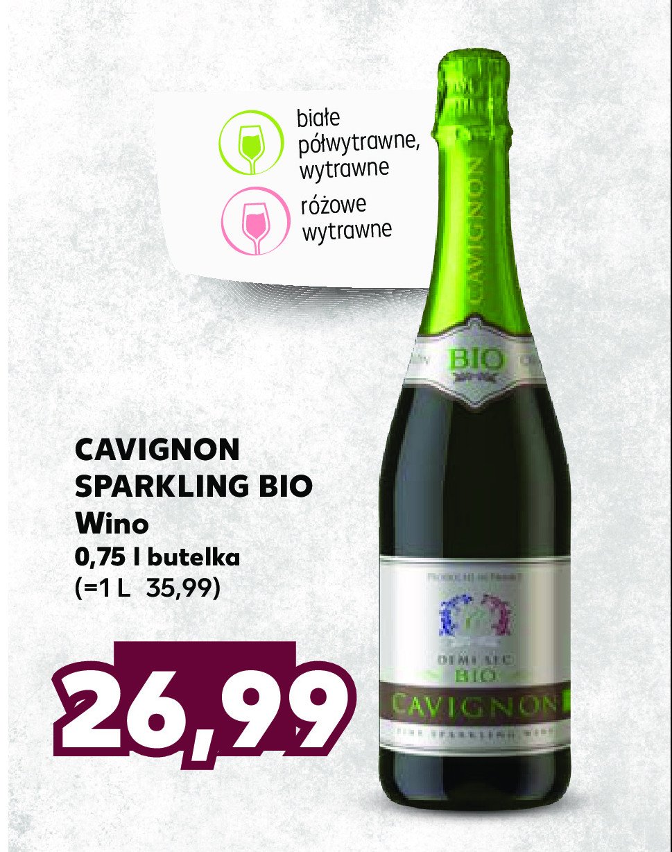Wino Cavignon demi sec bio promocja