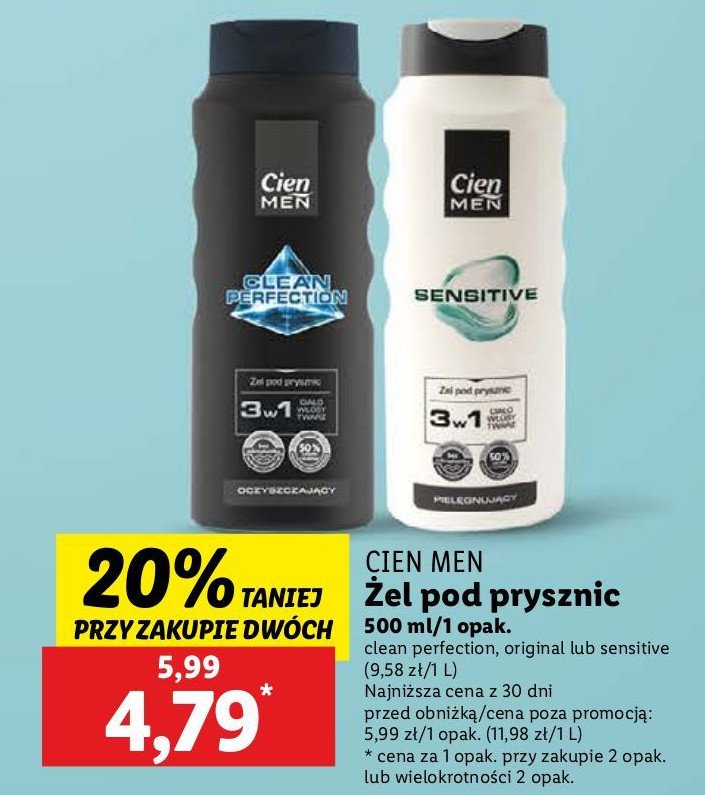 Żel pod prysznic clean perfection Cien men promocja