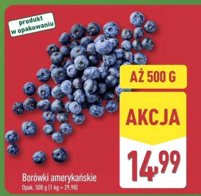 Borówki amerykańskie 500 g promocja w Aldi