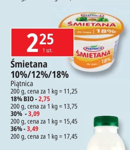 Śmietana 18% Piątnica bio promocja