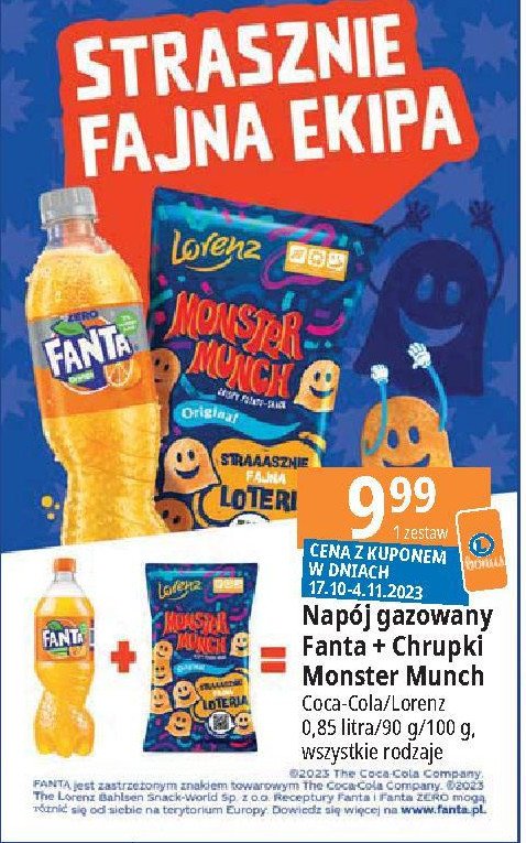 Nap贸j 850 ml + chrupki monster munch 100 g Fanta promocja