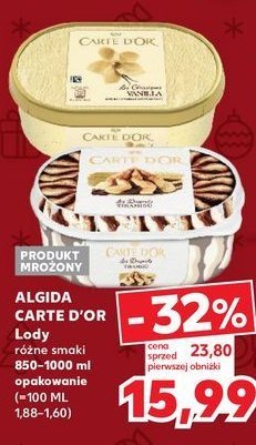 Lody vanilla ALGIDA CARTE D'OR LES AUTHENTIQUES promocja