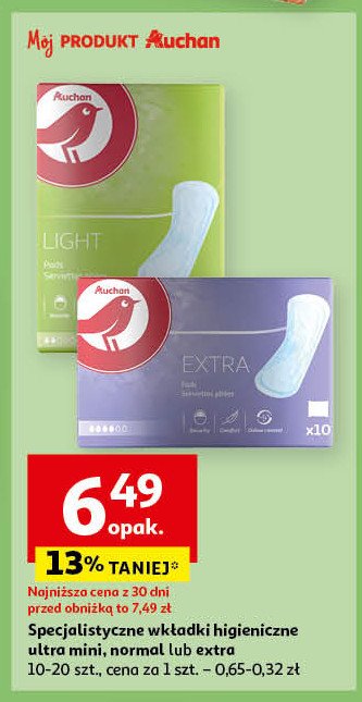 Wkładki light Auchan promocja w Auchan