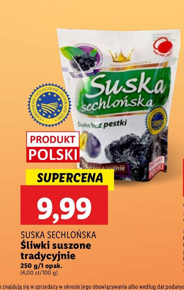 Śliwka suszona bez pestki Suska sechlońska promocja