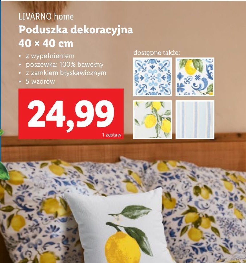 Poduszka dekoracyjna 40 x 40 cm promocja w Lidl