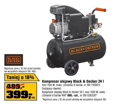 Kompresor olejowy Black & Decker 24 l promocja w OBI