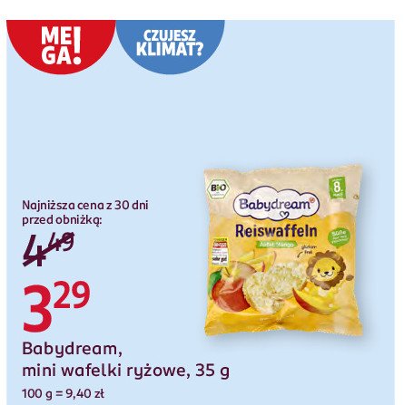 Bio wafelki ryżowe jabłko i mango Babydream promocja w Rossmann