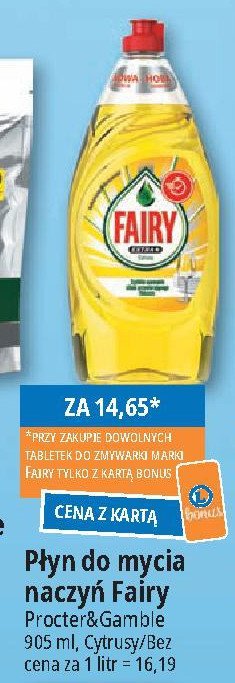 P艂yn do mycia naczy艅 citrus Fairy extra+ promocja