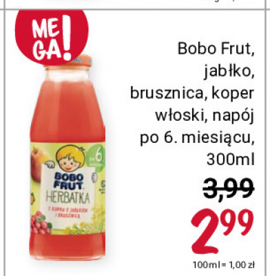 Herbatka jabłko-brusznica-koper włoski Bobo frut promocja