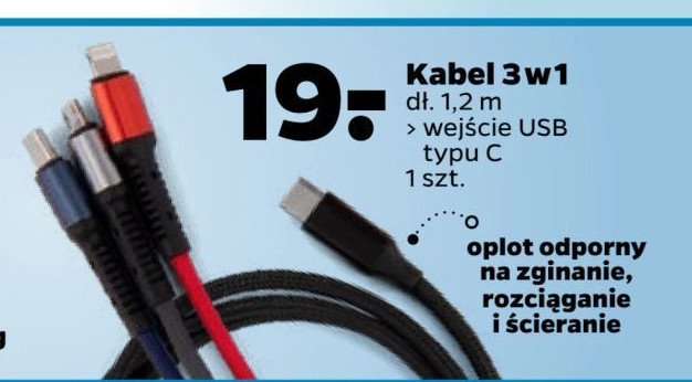 Kabel 3w1 usb-c 1.2 m promocja