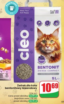 Żwirek dla kota bentonitowy lawendowy Cleo promocja w Dino