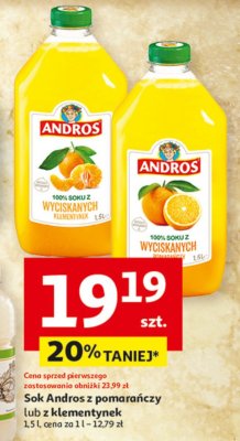 Sok Andros z pomarańczy lub z klementynek 1.5 l promocja w Auchan