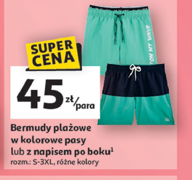 Bermudy m臋skie pla偶owe s-3xl Auchan inextenso promocja