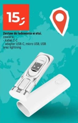 Zestaw do ładowania w etui - kabel C-C, adapter USB-C, micro USB, USB oraz lightning promocja w Dealz