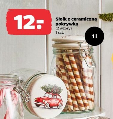 Słoik z ceramiczną pokrywką 1 l 2 wzory promocja w Netto
