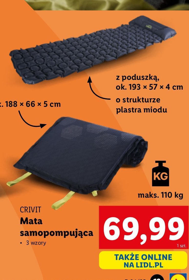 Mata samopompująca sie Crivit promocja w Lidl