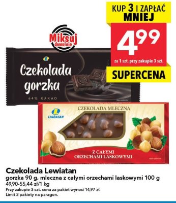 Czekolada Lewiatan mleczna z całymi orzechami laskowymi 100g promocja w LEWIATAN