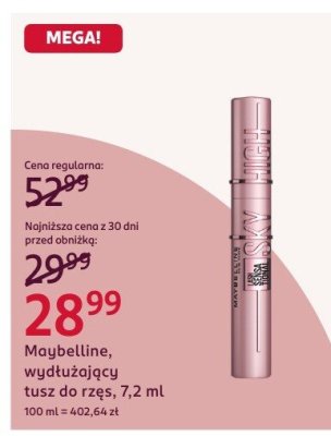 Tusz do rzęs Maybelline, wydłużający, 7,2 ml promocja w Rossmann