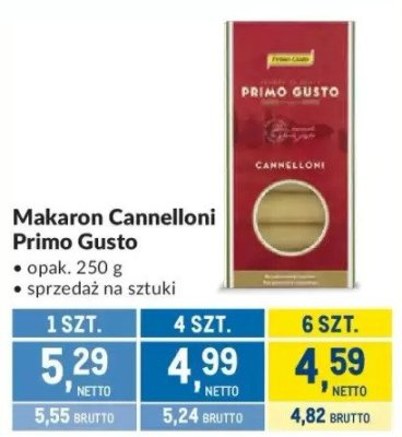 Makaron Cannelloni Primo Gusto promocja w Makro