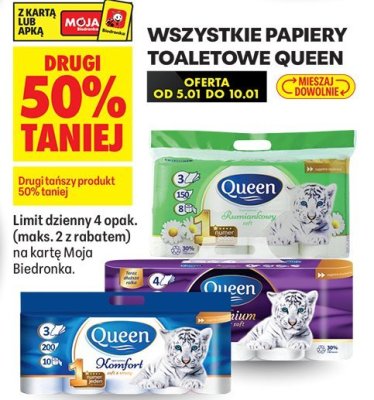 Papier toaletowy Queen różne rodzaje promocja w Biedronka
